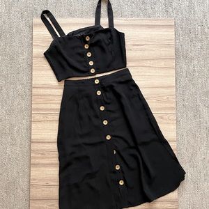Lulus Black Two-Piece Midi Dress Set